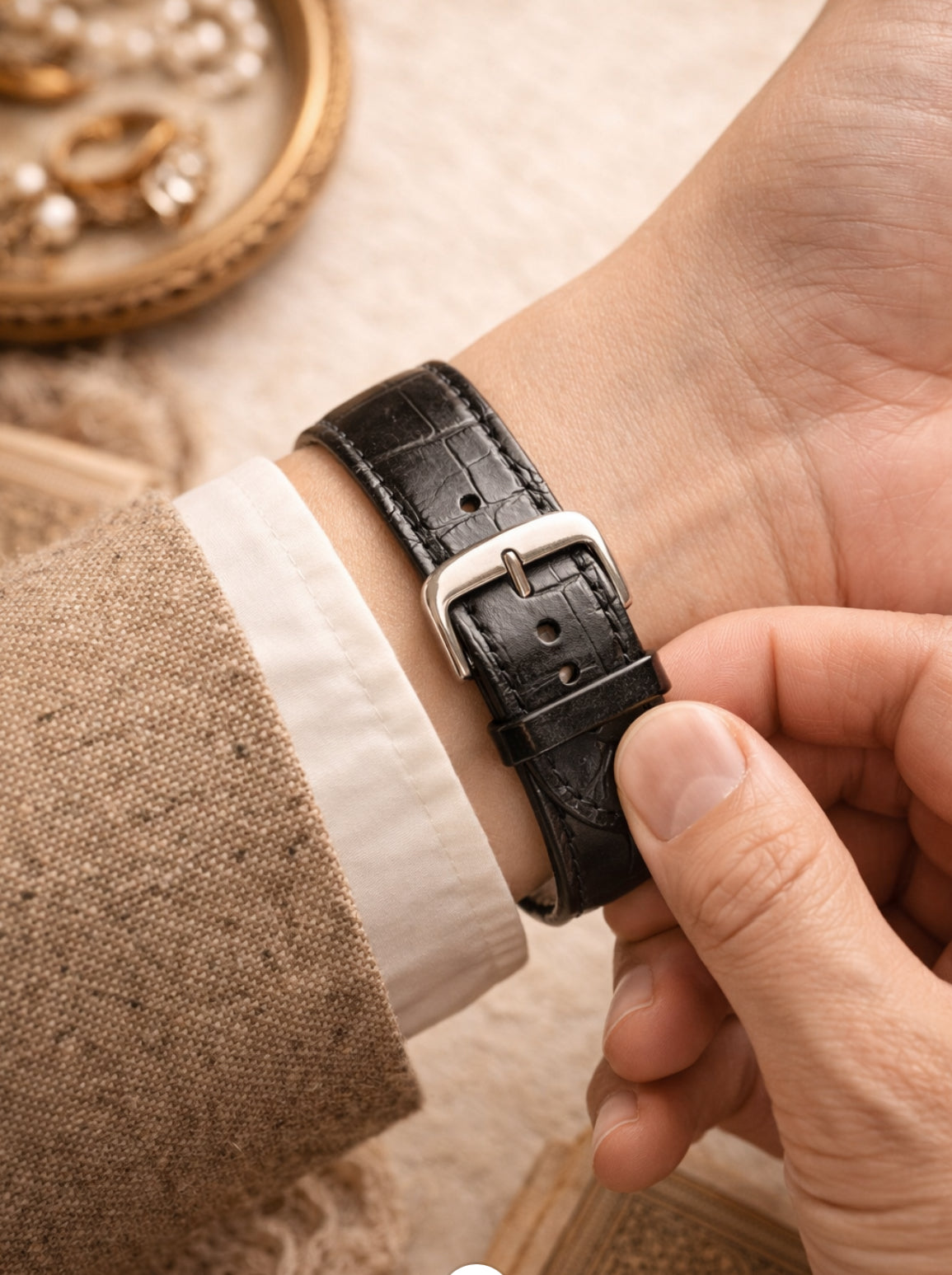 OLD MONEY ORIGNAL   LEATHER STRAPS BLACK COBRA