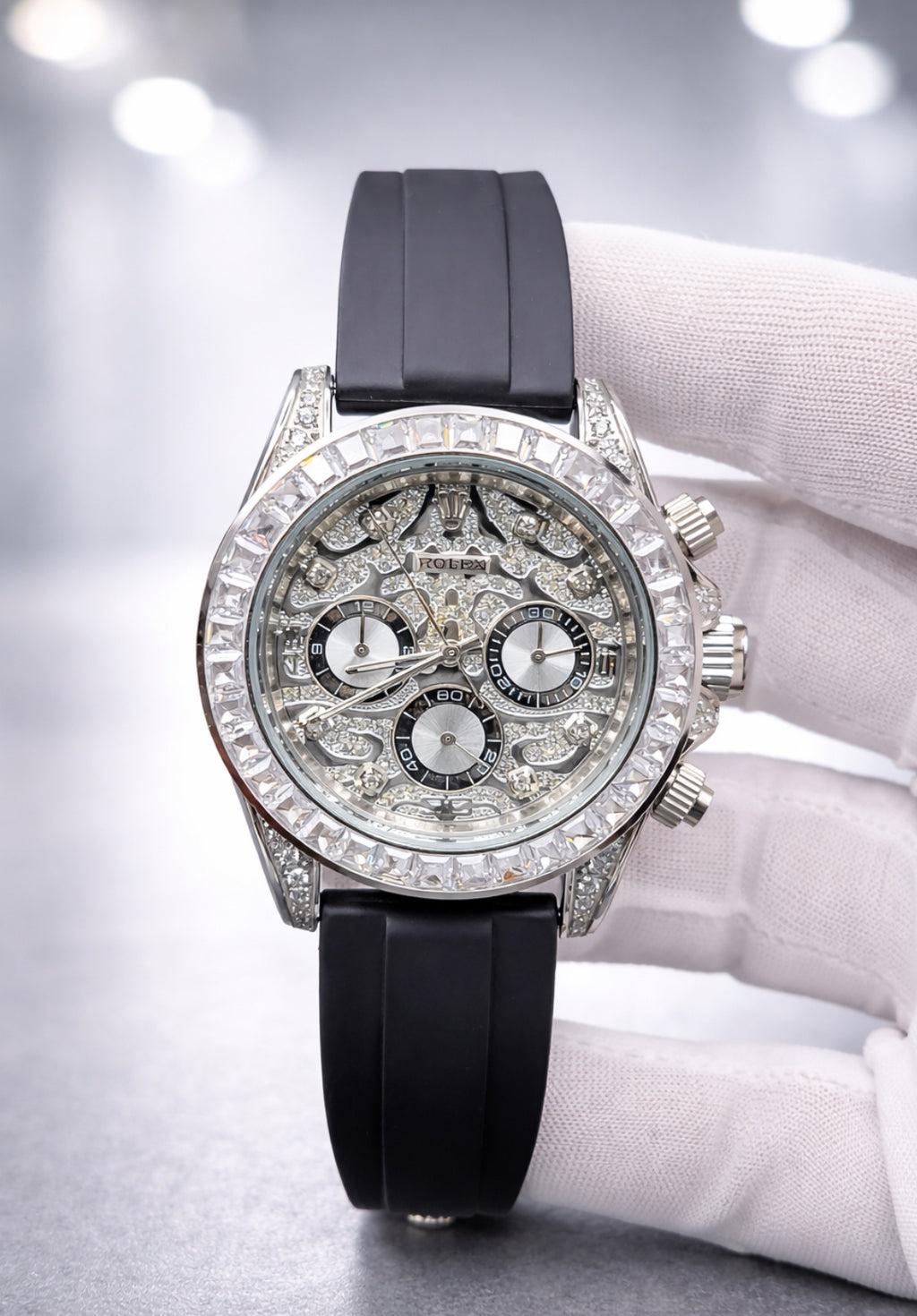 DAYTONA  ROLEX STONE EDITION SILVER A+ QUALITY - MASTER LOCK