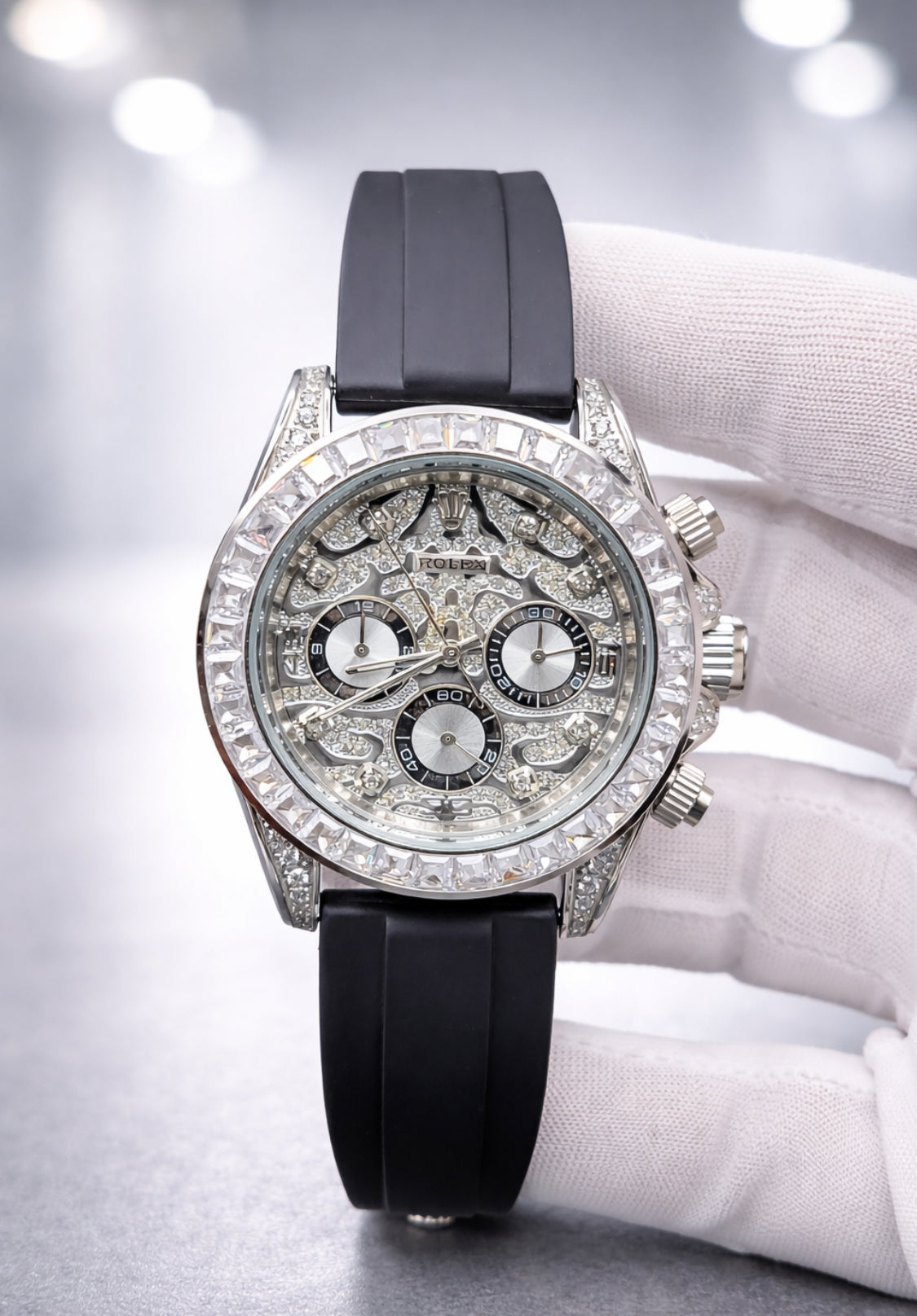 DAYTONA  ROLEX STONE EDITION SILVER A+ QUALITY - MASTER LOCK