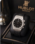 Luxury Black Dial A Watch – Stainless Steel Case | Premium Leather Strap | Elegant Men’s Designer Watch
