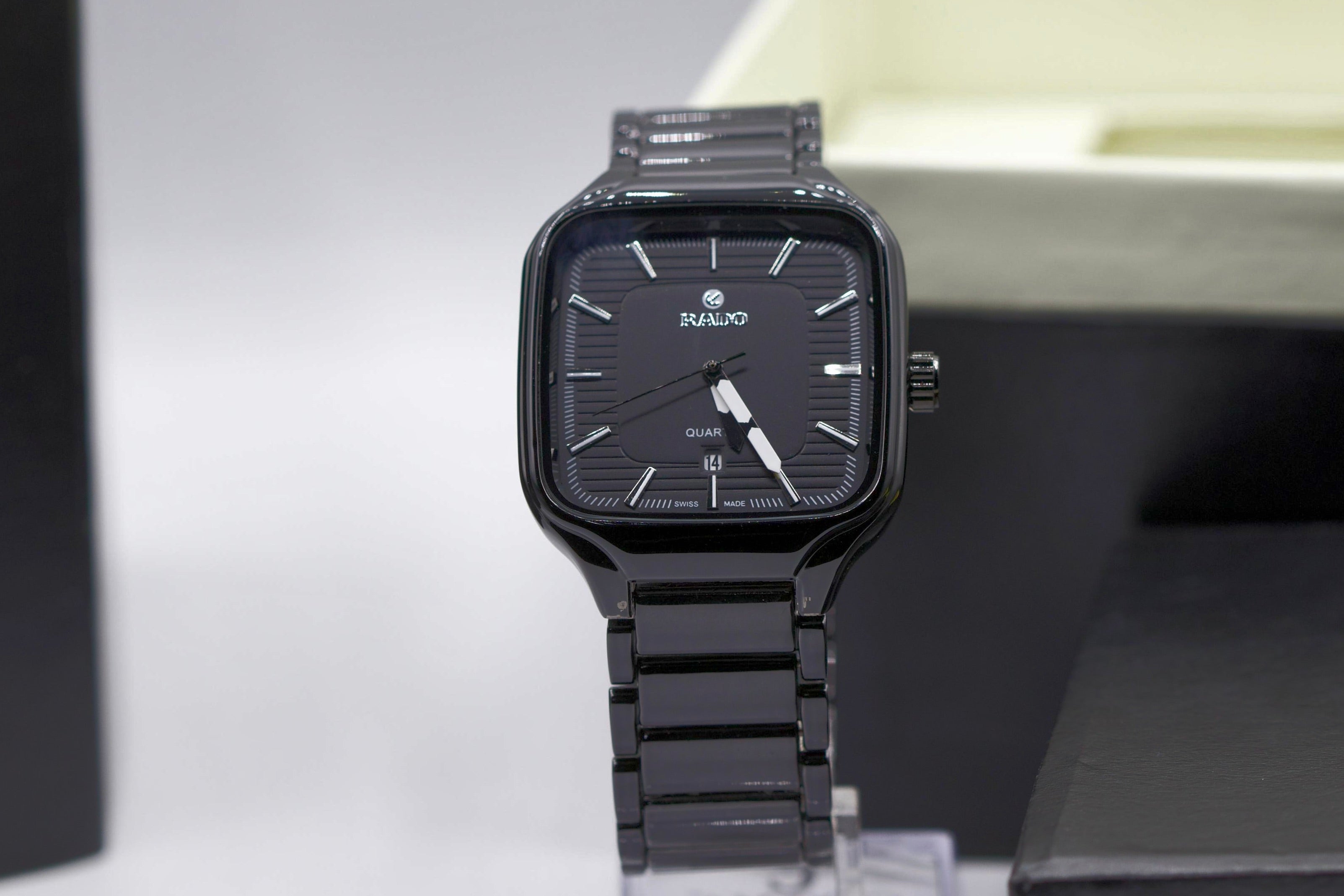 RADO FULL BLACK SQUARE DIAL STAINLESS STEEL WATCH