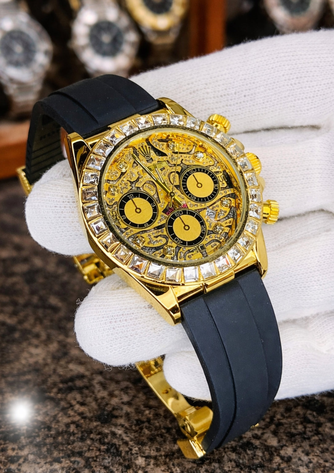 DAYTONA  ROLEX STONE EDITION  GOLD COLOUR A+ QUALITY - MASTER LOCK