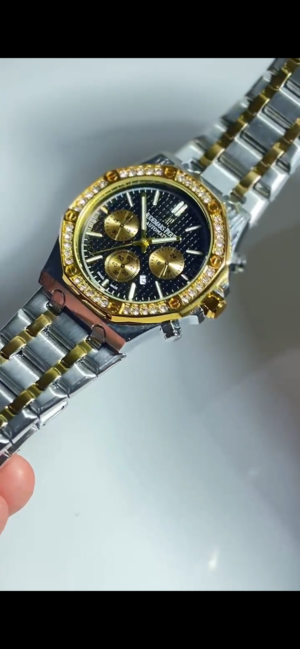 AP Stones Addition for men - Two Tone with black Dial