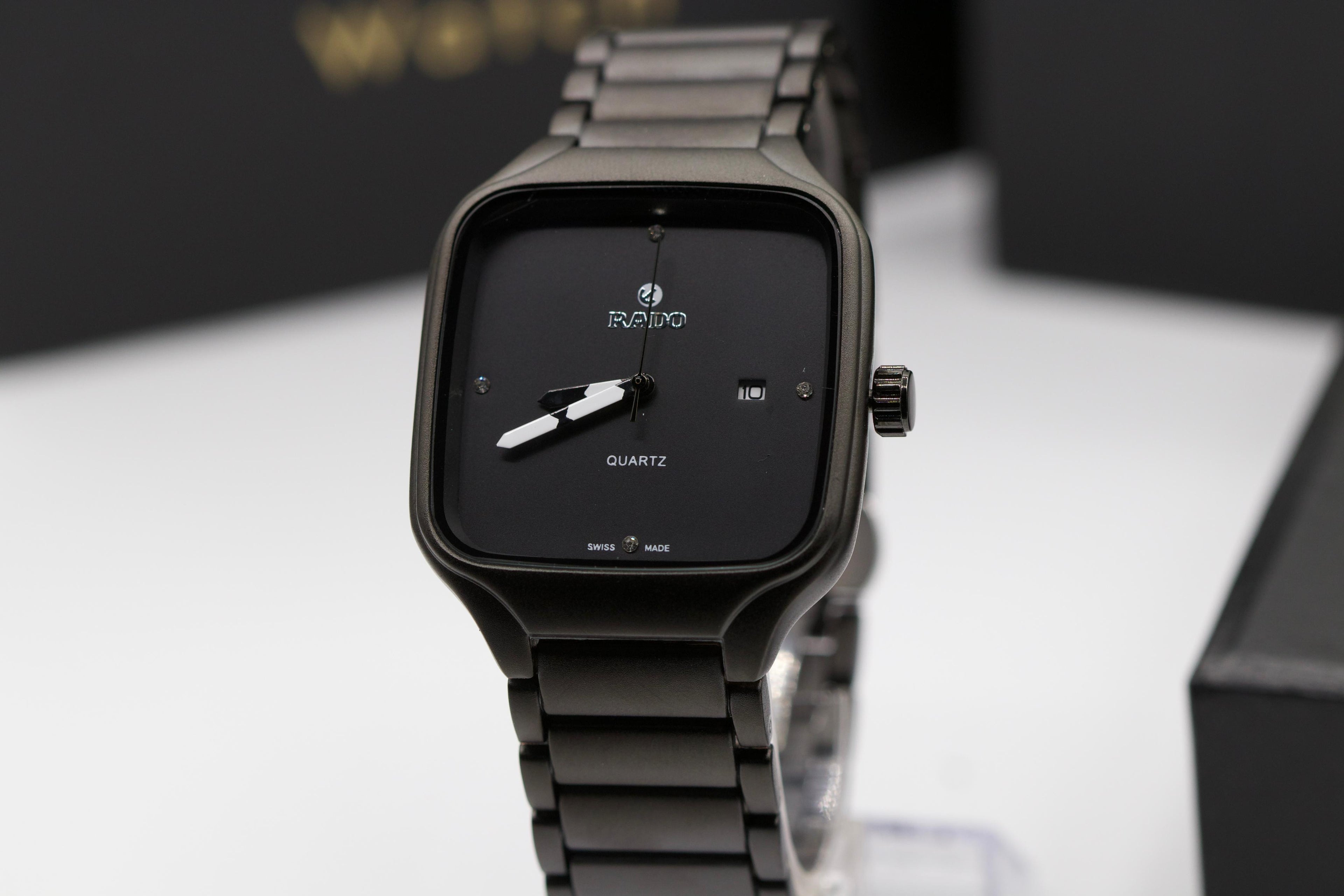 RADO FULL BLACK SQUARE DIAL STAINLESS STEEL WATCH