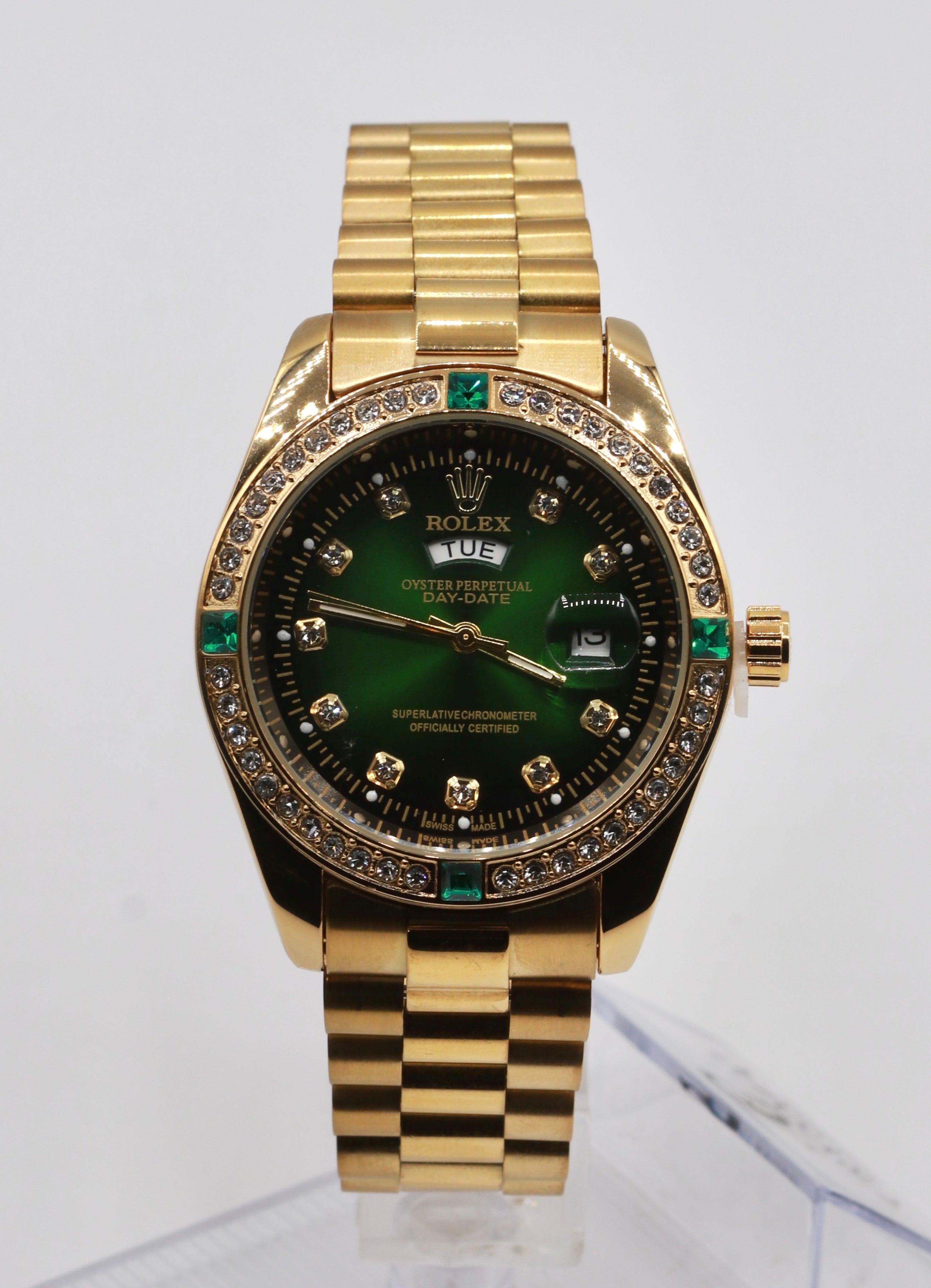 rolex diamonds accents  day-date working